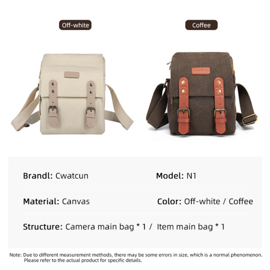 Compact Camera Bag Case Canvas Leather Trim Compatible for Nikon, Canon, Sony Mirrorless Camera and Lenses Waterproof, Camera Shoulder Messenger Bag Beige