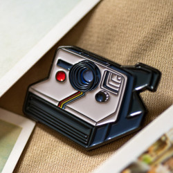 Polaroid camera pin vintage camera metal badge