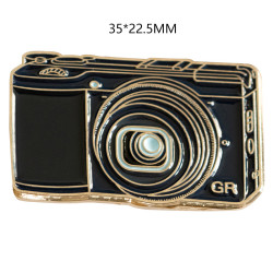 Ricoh GR film camera pin vintage camera metal badge